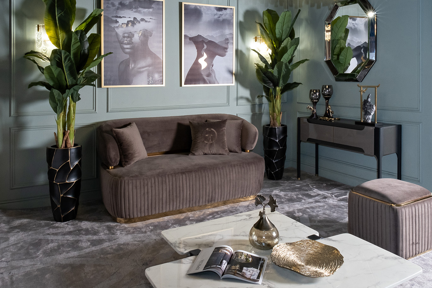 Диван Гларус (Glarus) двухместный велюровый коричневый 7