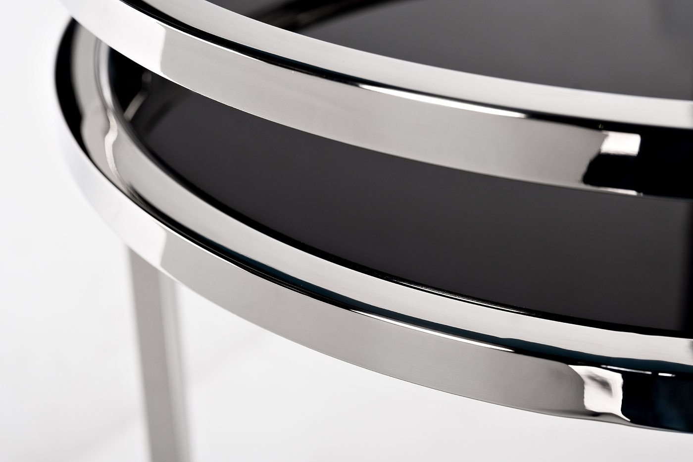 Столик журнальный черное стекло/хром 2