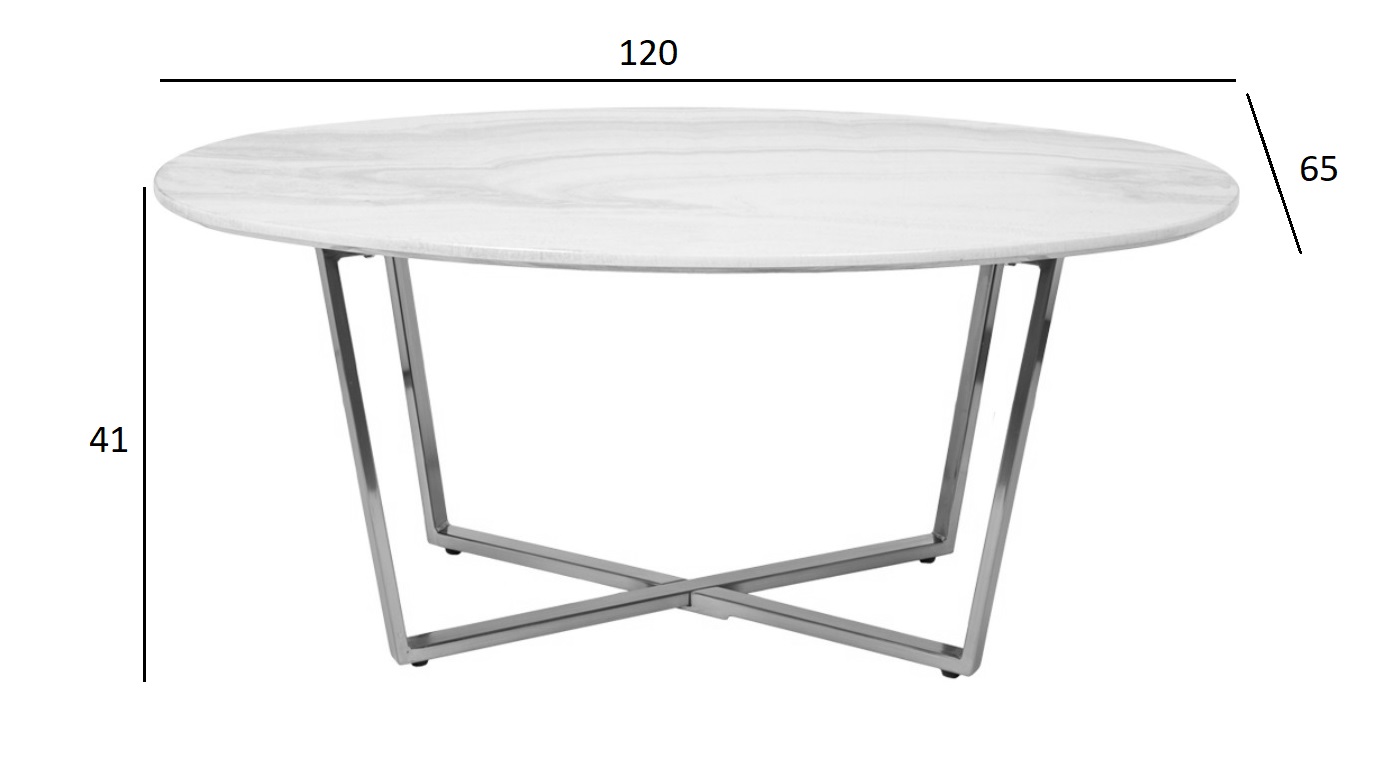 Стол журнальный овальный белый/золото 3