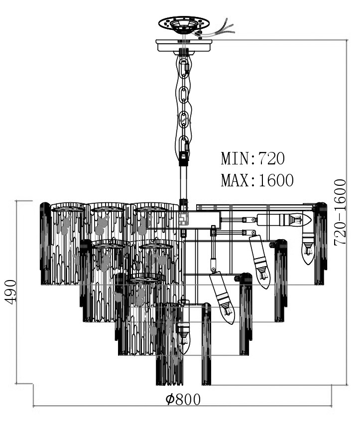 Люстра подвесная круглая из рифленого стекла 3