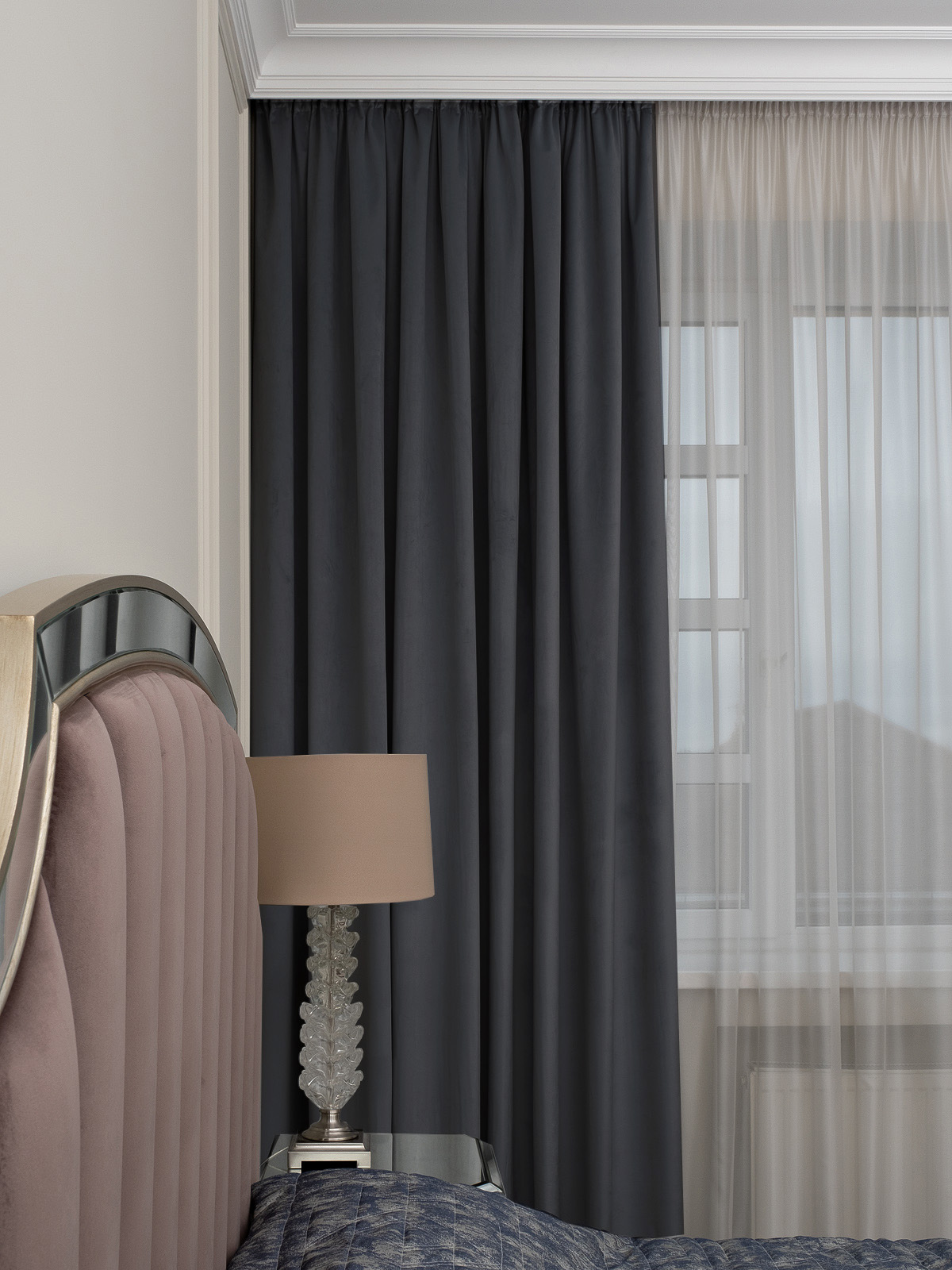 Портьера Силки (Silky) 300х260см димаут серая 1