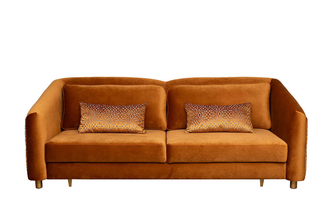 Диван Trevi трехместный раскладной оранжевый с кантом 1