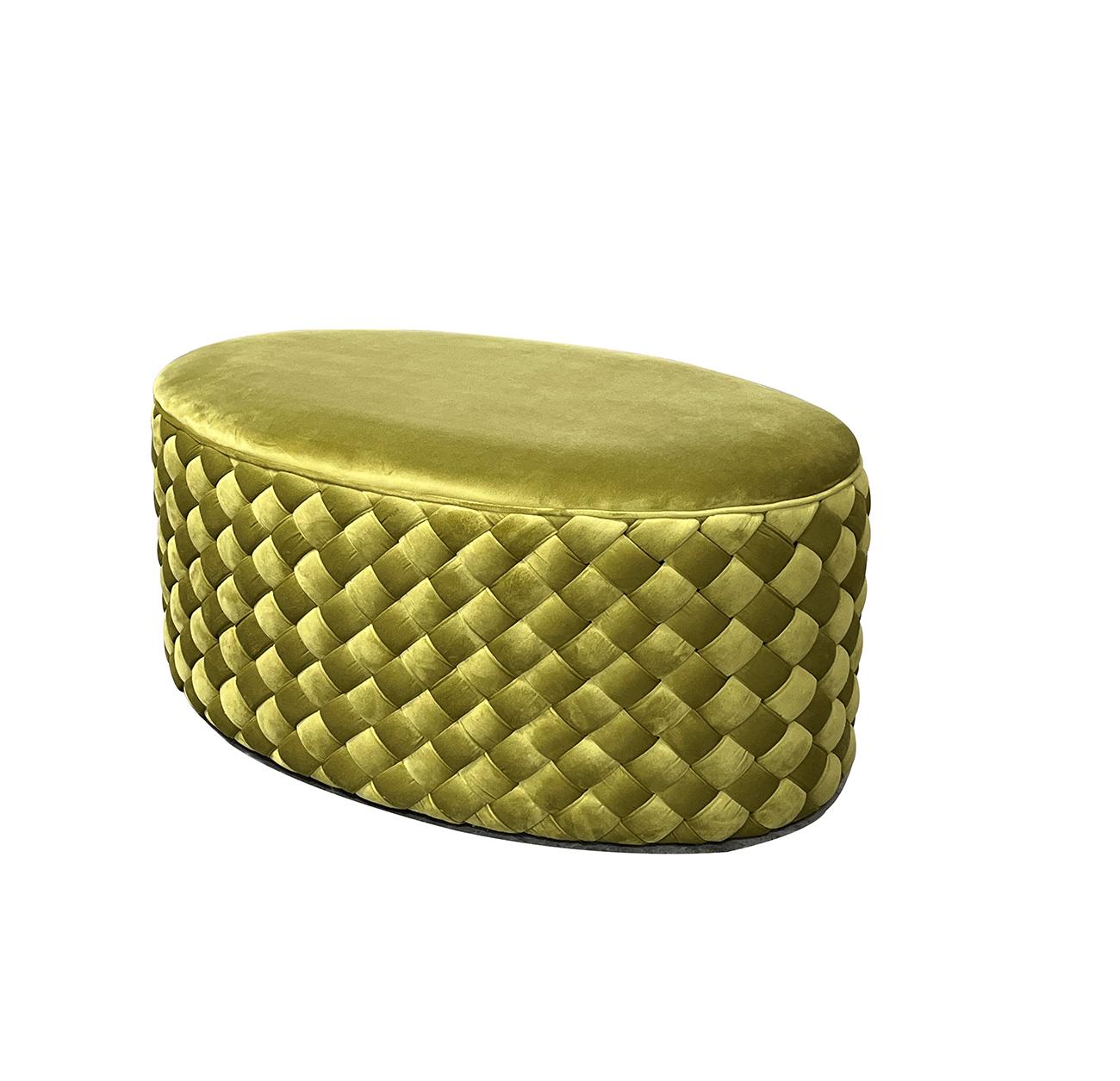 Пуф овальный плетеный велюровый оливковый 2