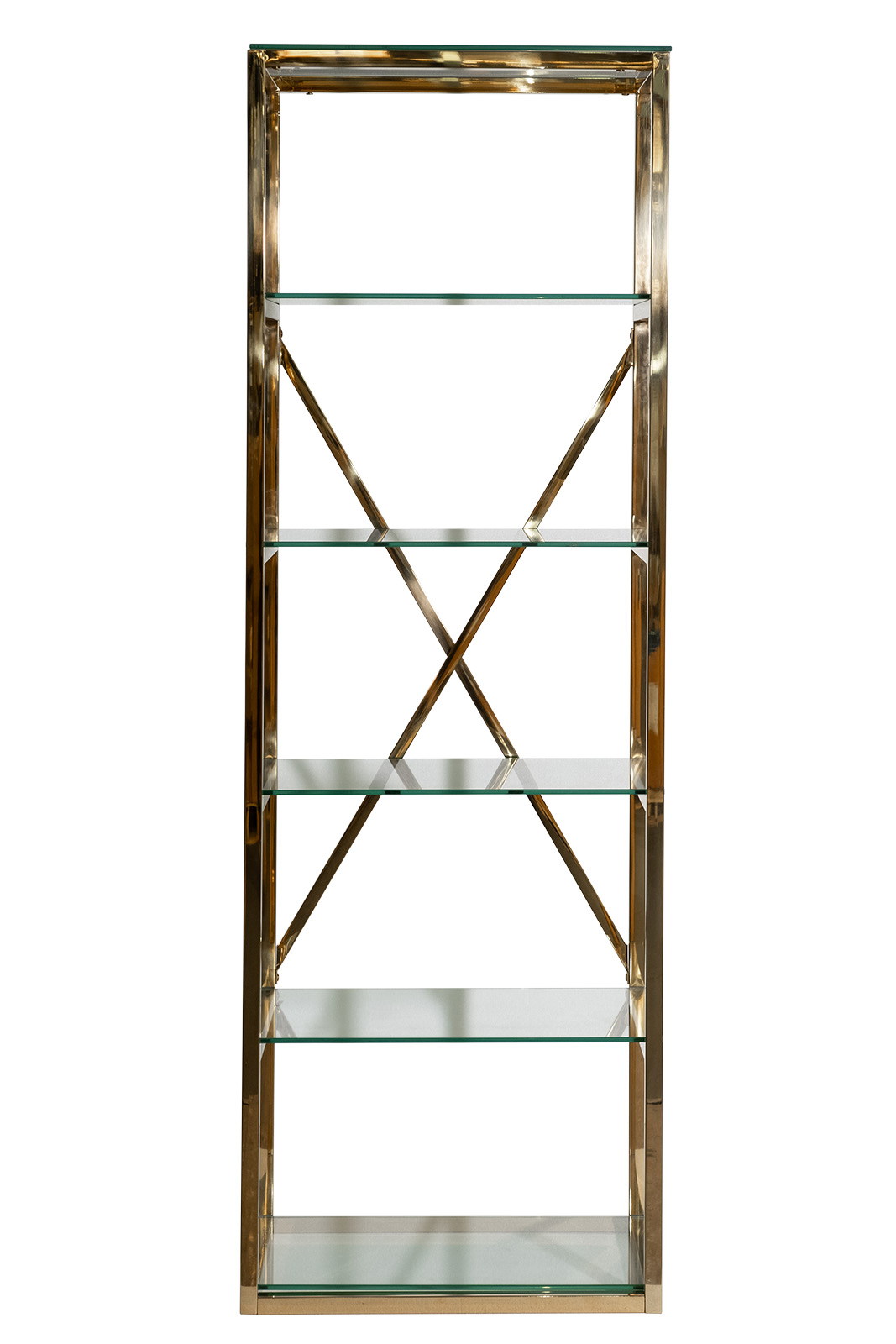 Стеллаж прозрачное стекло/золото 1