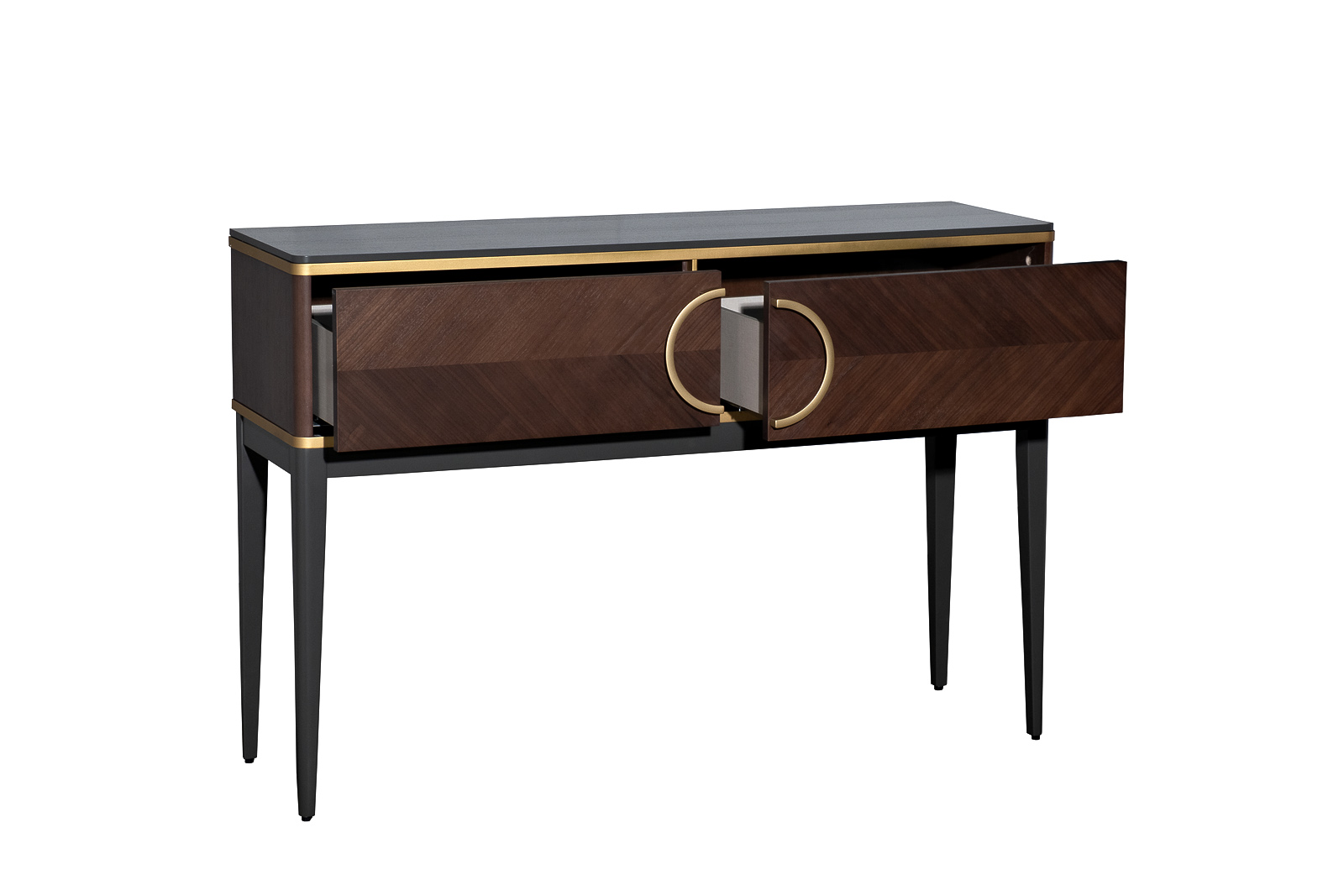 Консоль с 2-мя ящиками темный шпон 3