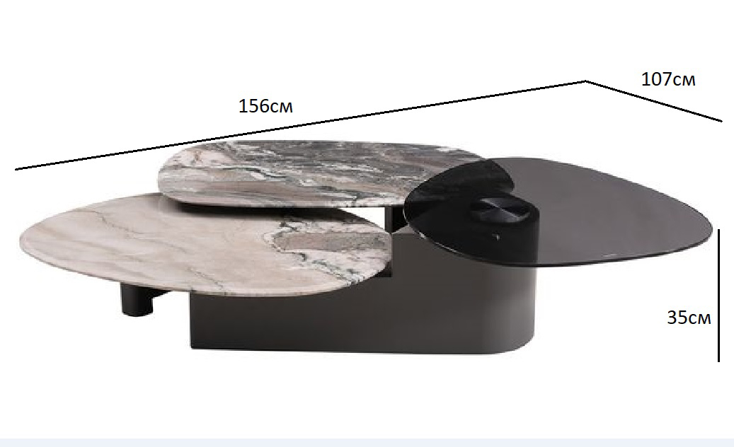 Стол журнальный стекло/мрамор белый 4