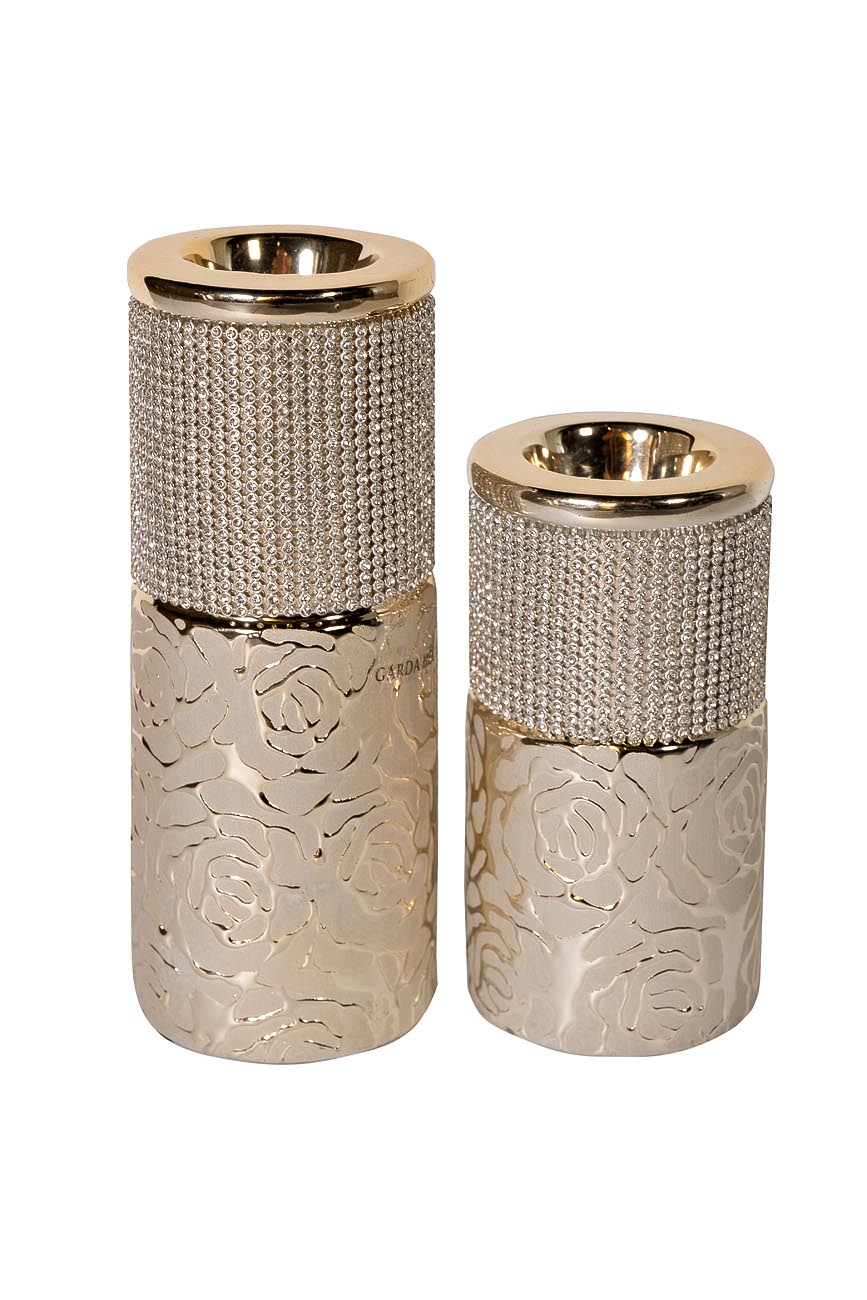 Подсвечник керамический золотистый со стразами 2