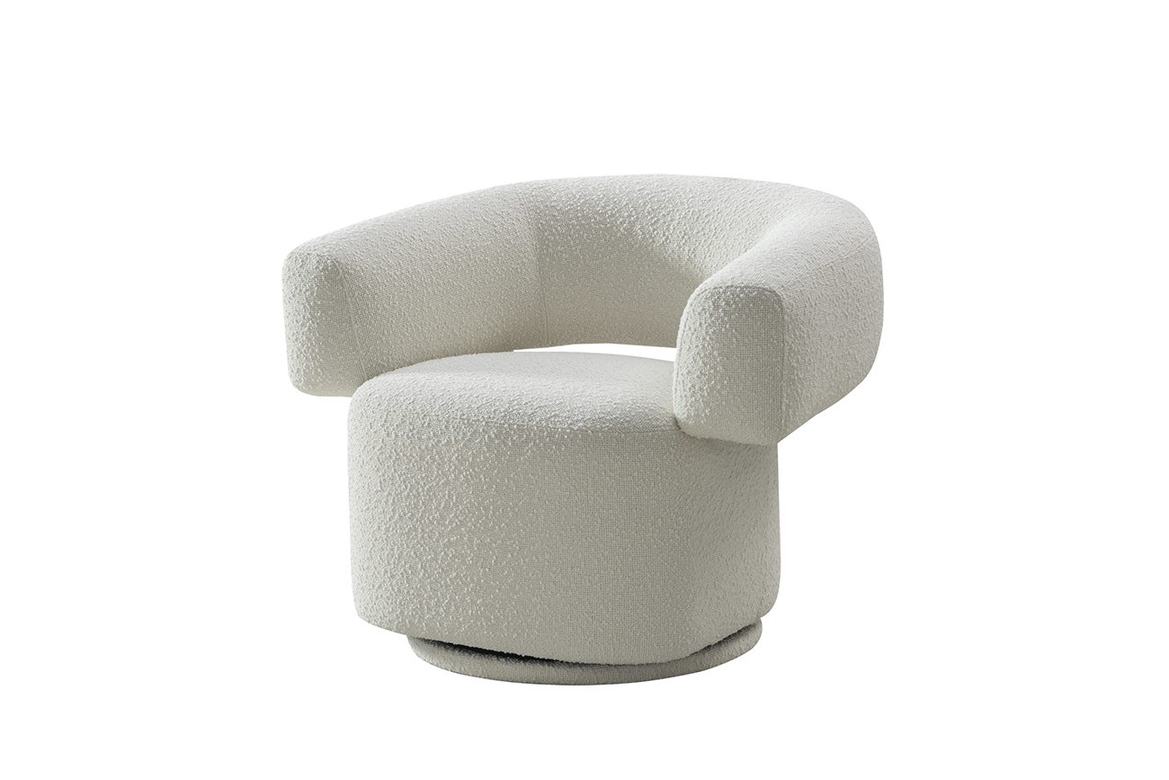 Кресло поворотное Lugano букле белое 2