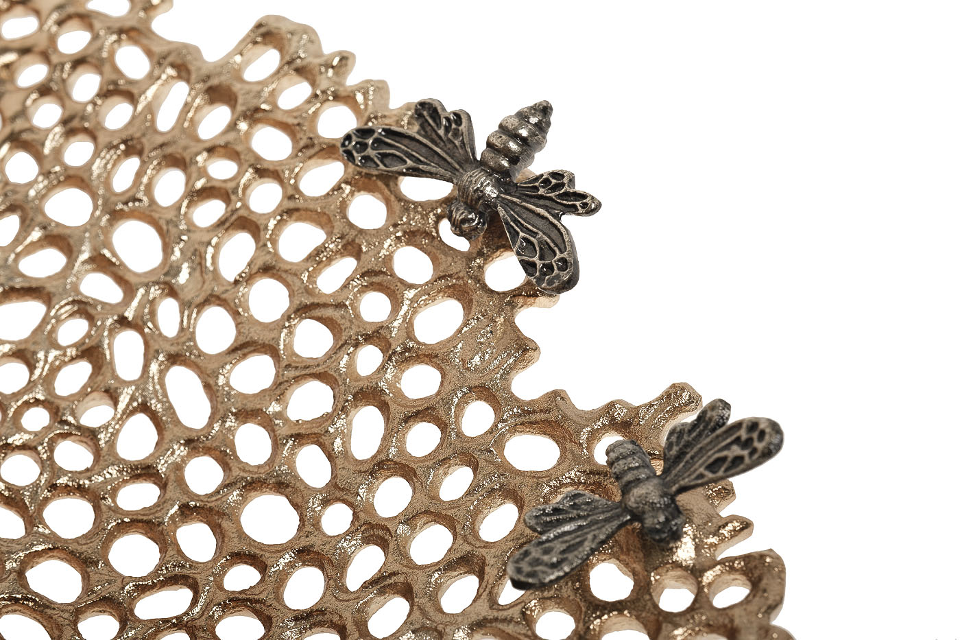 Блюдо декоративное «Соты» золотое 2