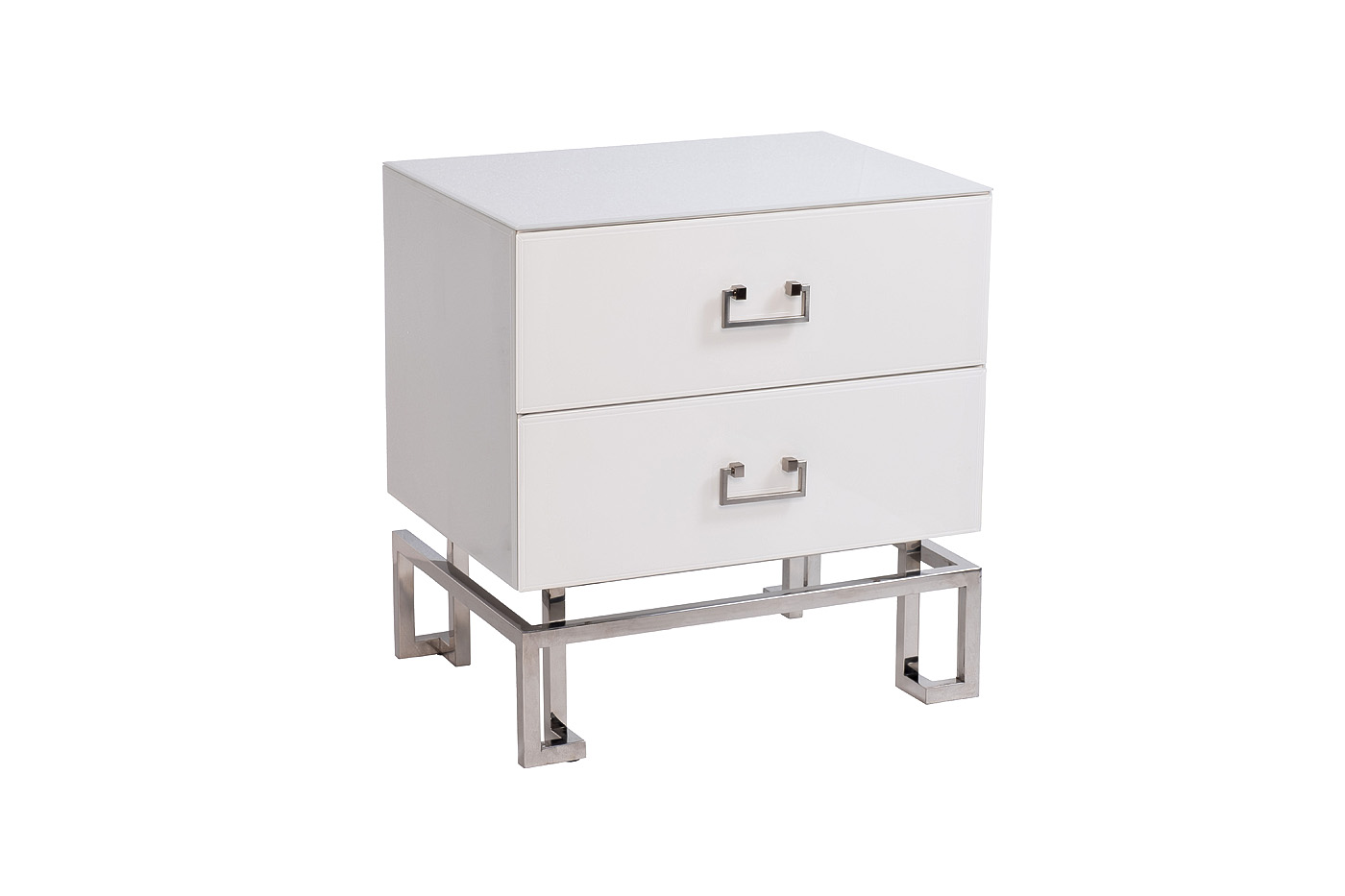 Тумбочка с ящиками белая/хром 2