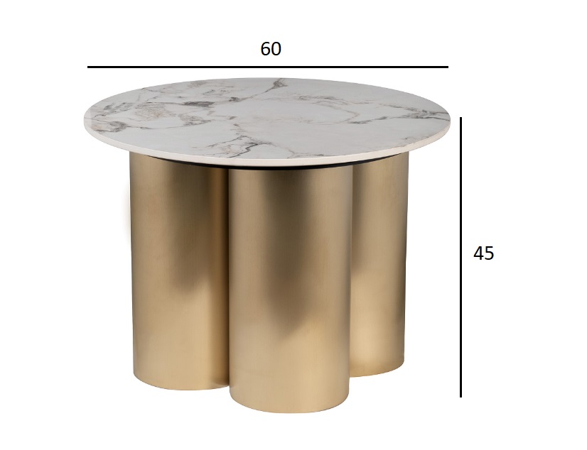 Стол журнальный круглый керамогранит белый 5