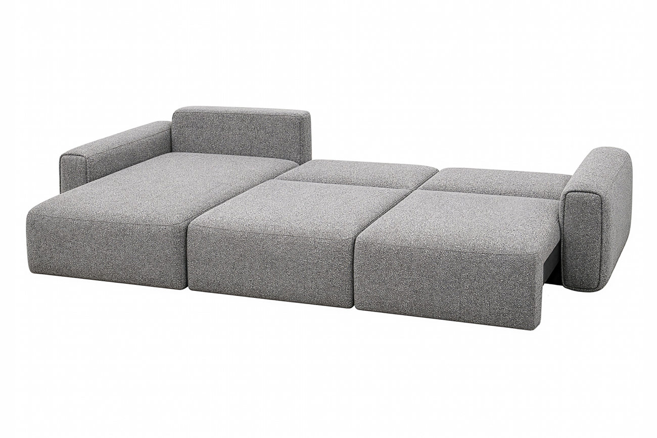 Диван Турин (Turin) трехместный с канапе раскладной черно-серый 4