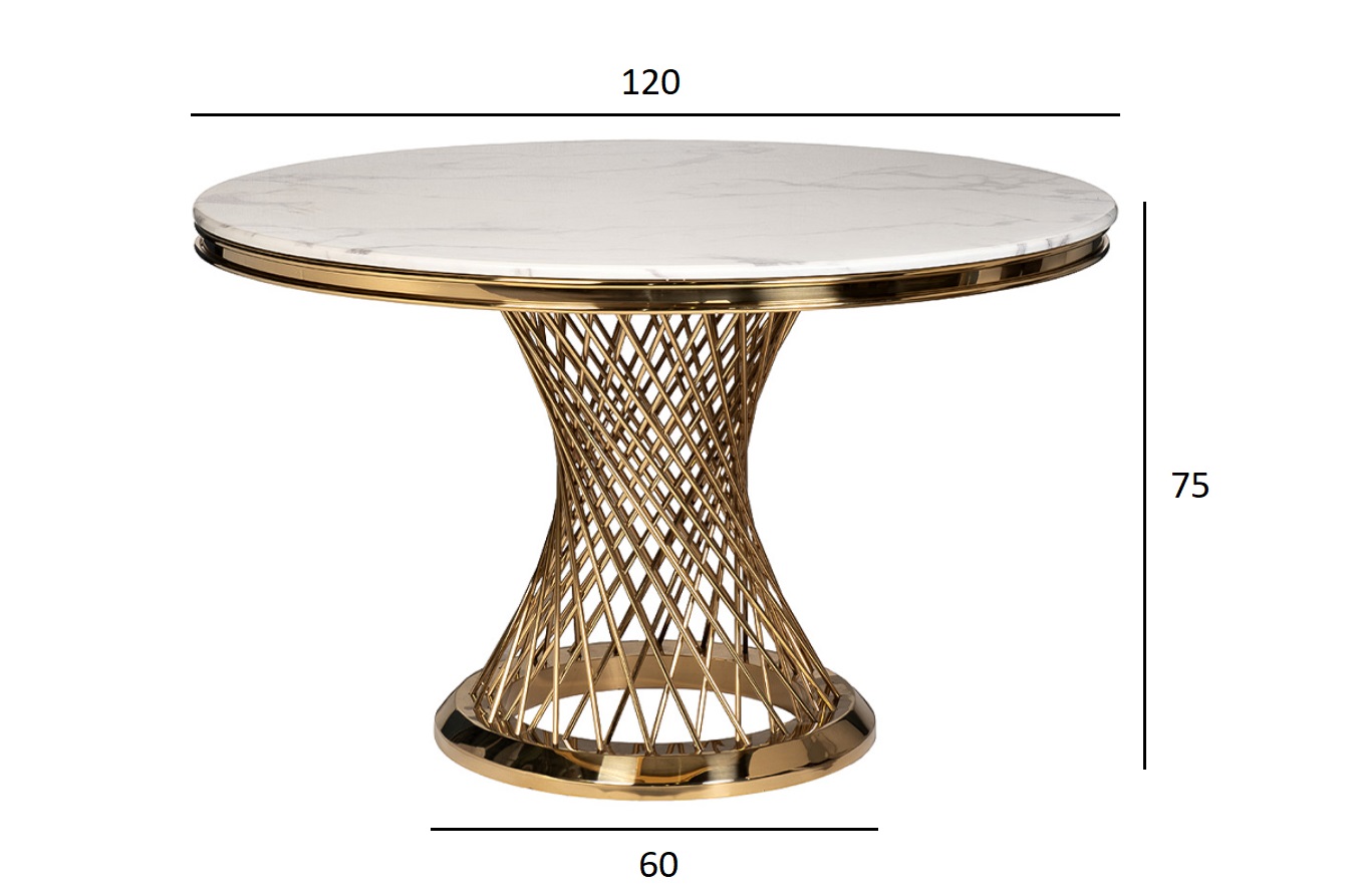 Стол обеденный Бьянка луна (Bianca Luna) искусственный мрамор/золото 3