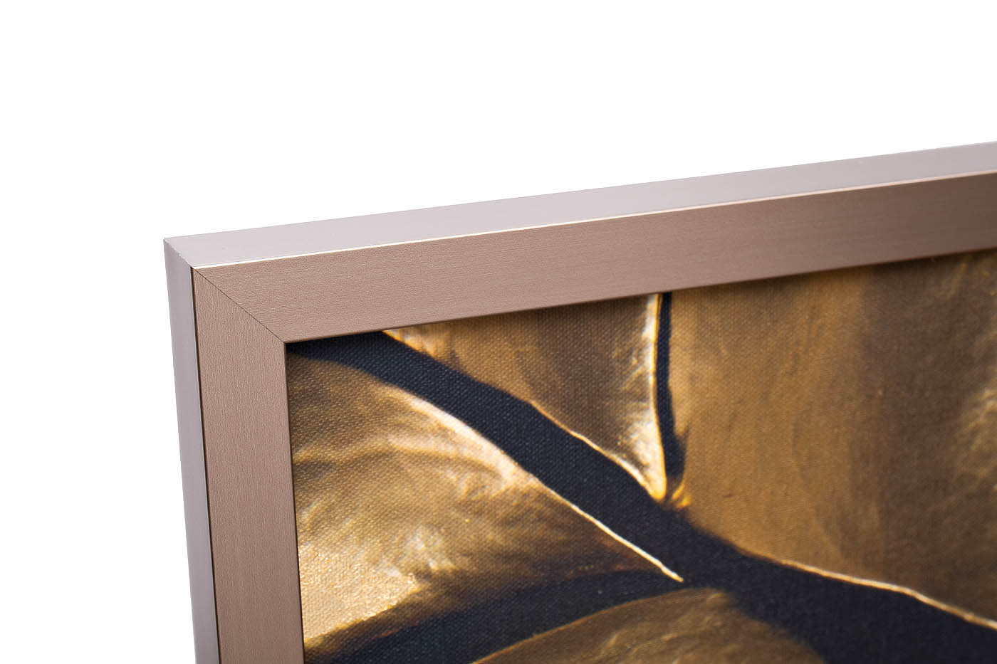 Холст «Золотые листья монстеры-2» в багете латунь 2