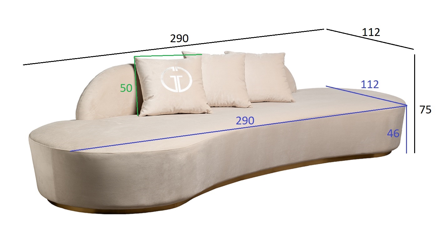 Диван Леа (Lea) трехместный велюровый кремовый 8