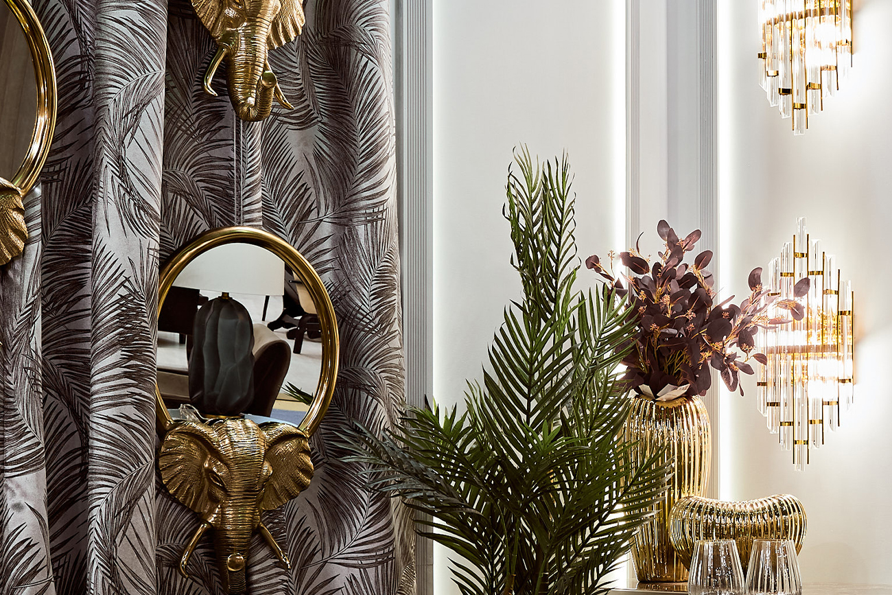 Зеркало декоративное «Голова слона» золотое 3