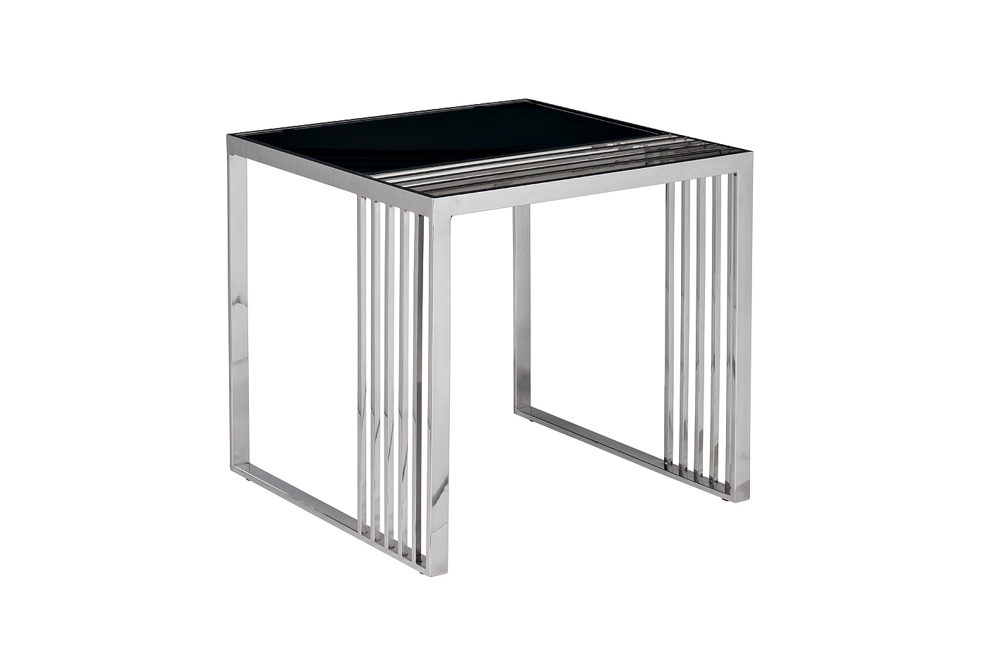 Столик журнальный черное стекло/серебро 2
