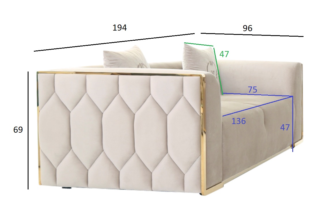 Диван Берн (Bern) двухместный велюровый бежевый 4