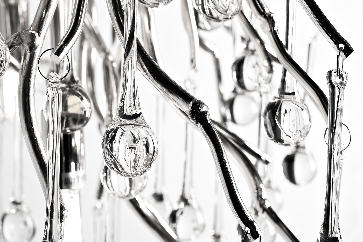 Люстра подвесная «Капли» круглая (хром) 2