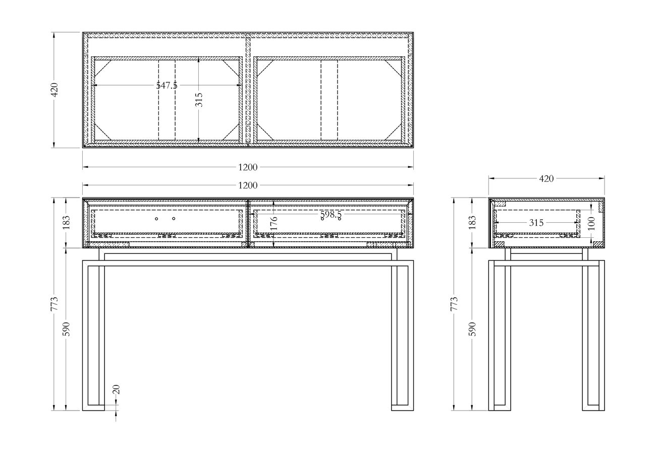 Консоль с ящиками белое стекло/матовое золото 8