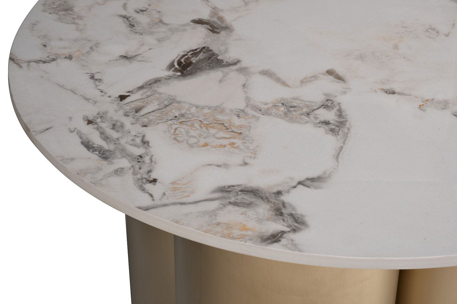 Стол журнальный круглый керамогранит белый 3