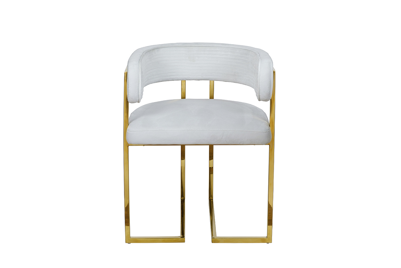Стул велюровый светло-серый/золото 1