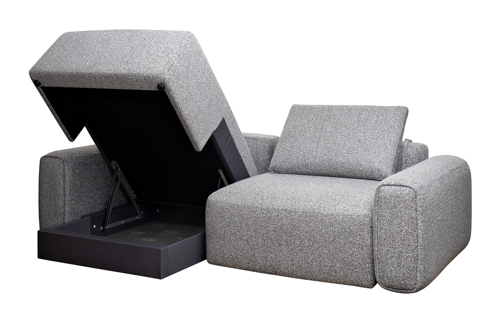 Диван Turin трехместный с канапе раскладной черно-серый 4