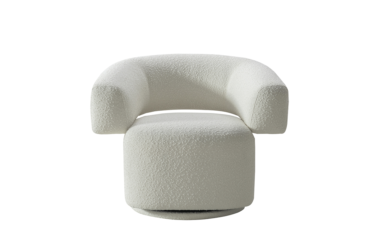 Кресло поворотное Лугано (Lugano) букле белое 1