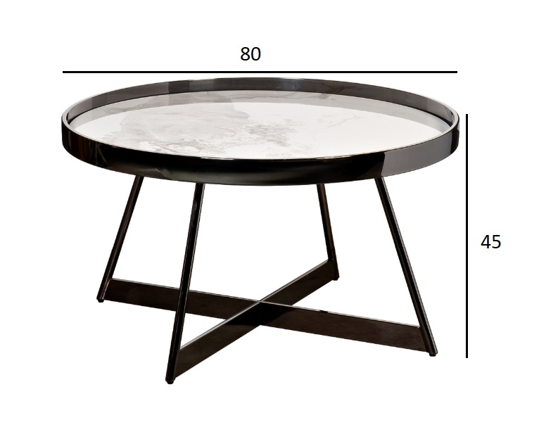 Стол журнальный белый керамогранит/черный хром 6