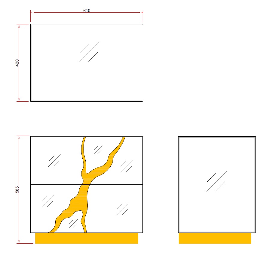 Тумбочка зеркальная с золотым декором 6