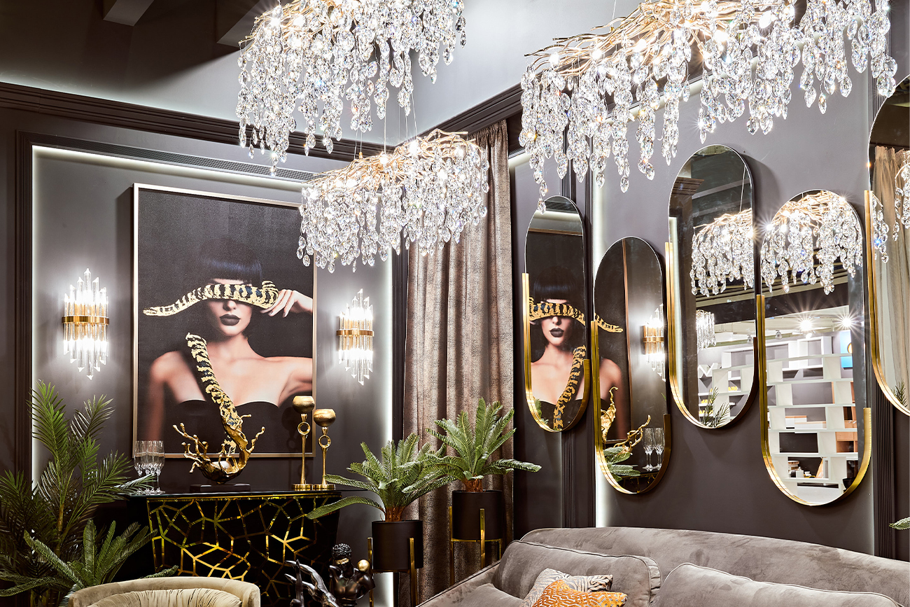 Зеркало овальное в металлической раме (золото) 5