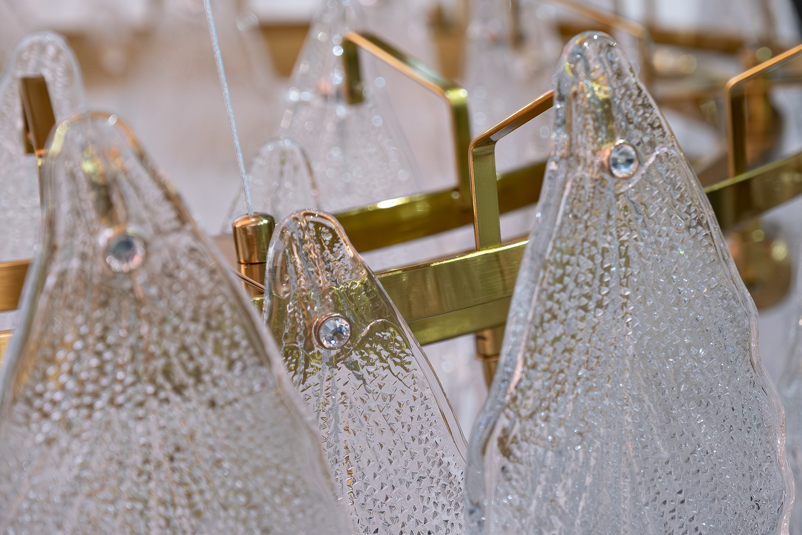 Люстра подвесная стекло прозрачное/золото 3