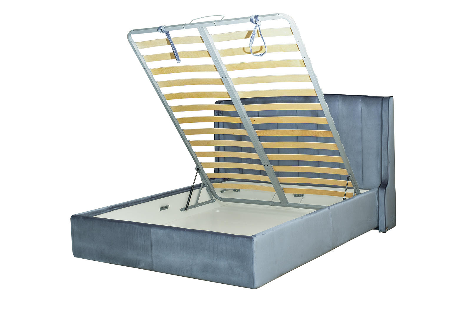 Кровать Одри(Odry) с подъемным механизмом вельвет синяя 3