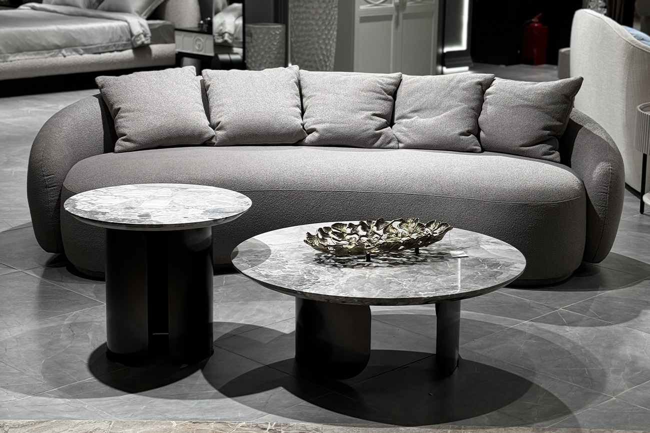 Стол журнальный мраморный серый 7