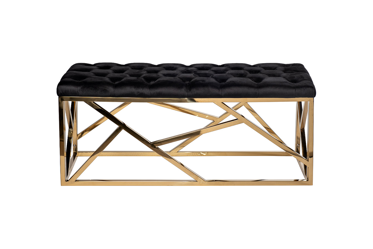Банкетка велюровая черная/золото 1