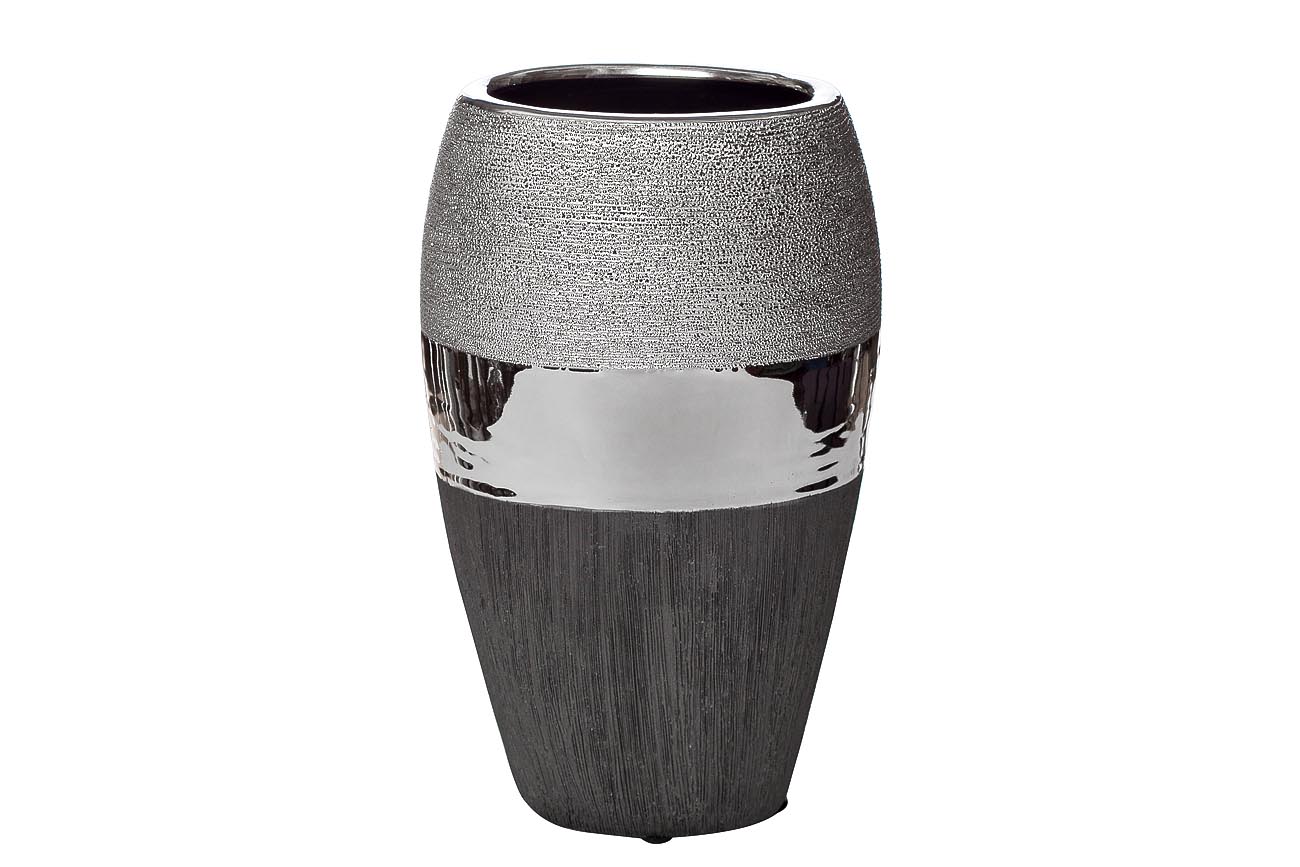 Ваза керамическая черно-серебристая 1