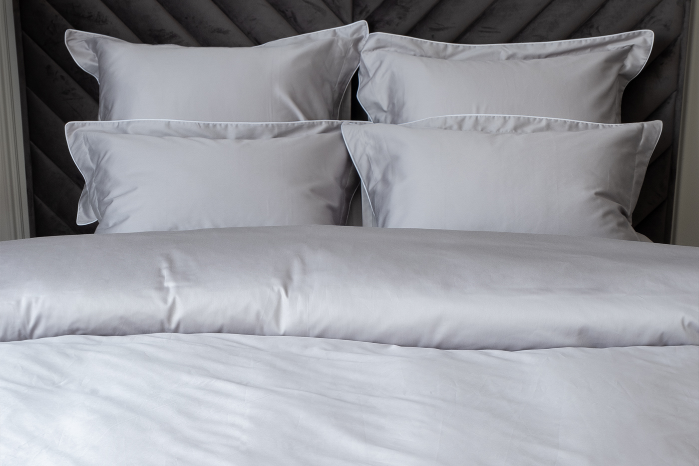 Пододеяльник сатиновый «Мечты» 230х210см серый 2