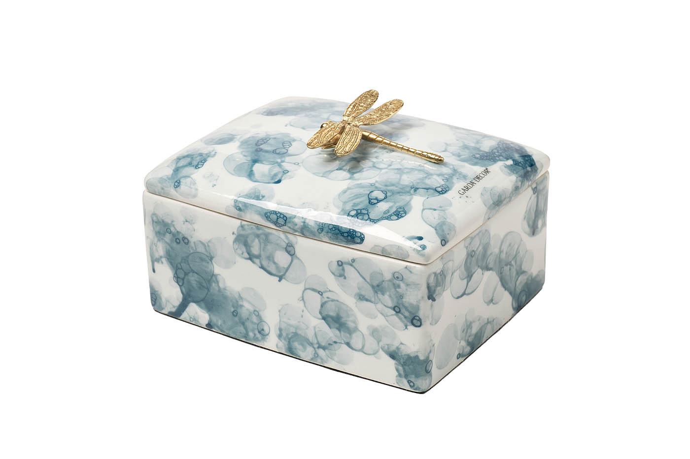 Шкатулка голубая со стрекозой 1