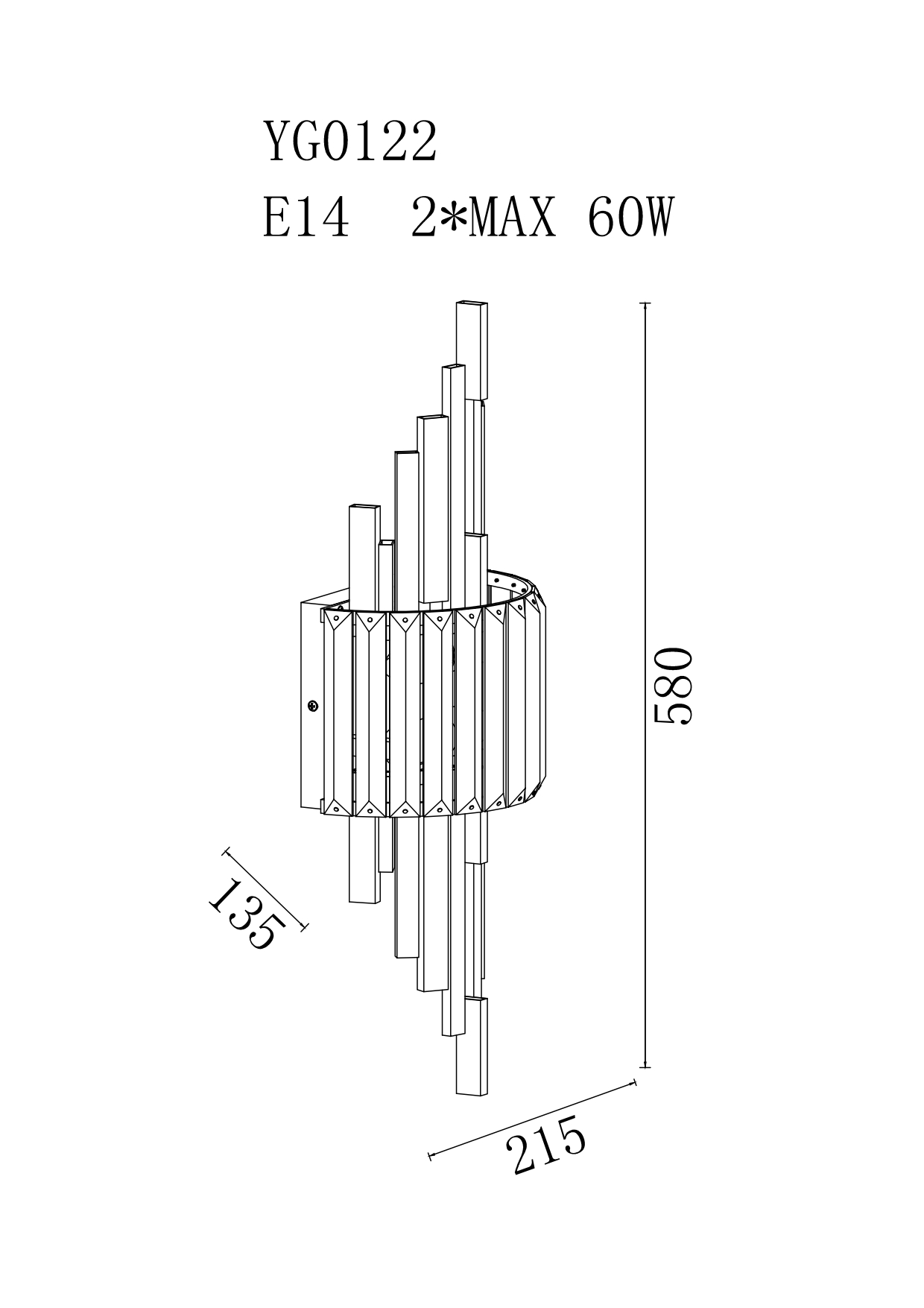 Бра латунь/стекло прозрачное 2