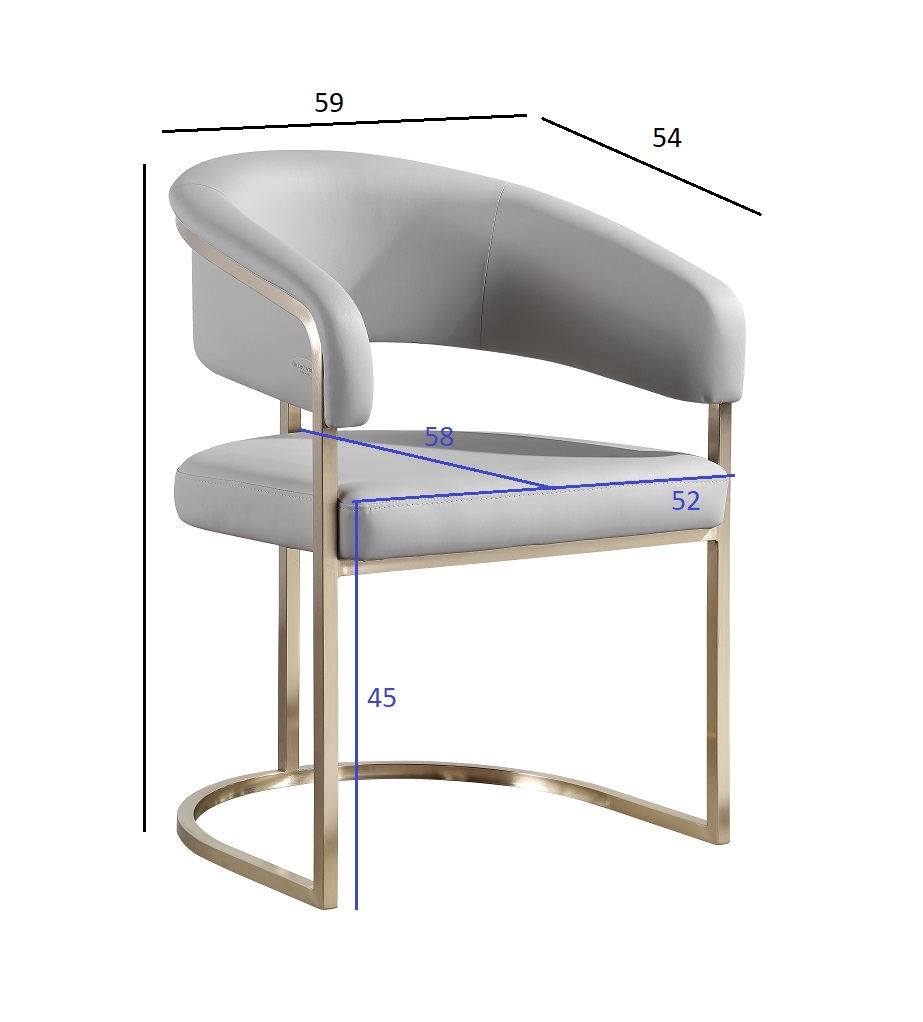 Стул из экокожи светло-серый/матовое золото 6