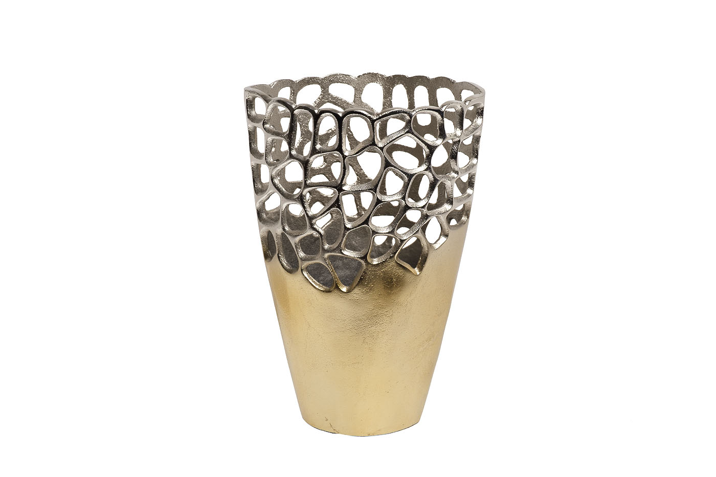 Ваза металлическая «Соты» золото/хром 1