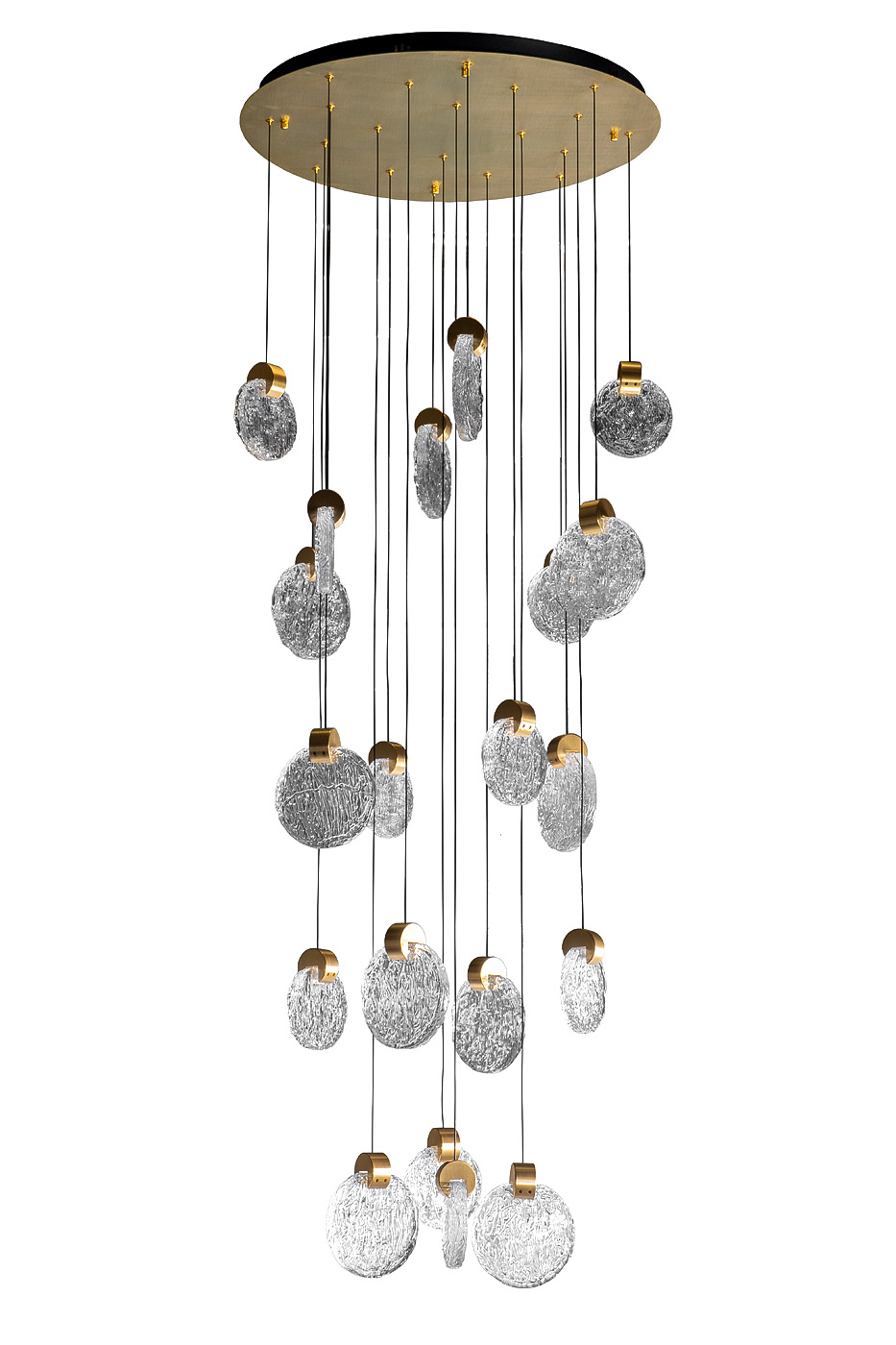 Светильник подвесной Рондо (Rondo) рифленое стекло/золото 1