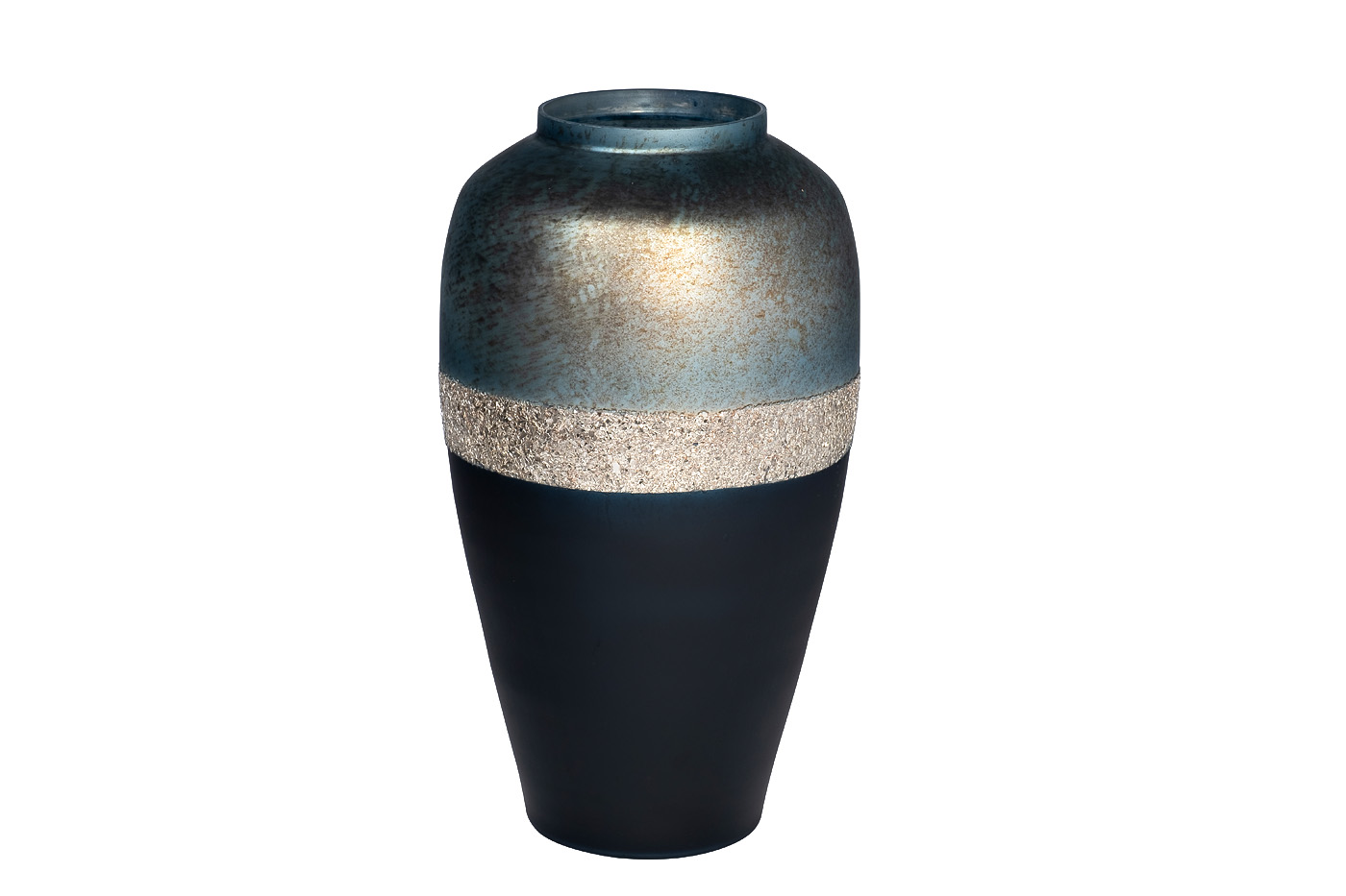 Ваза стеклянная сине-голубая с золотом 51см 1