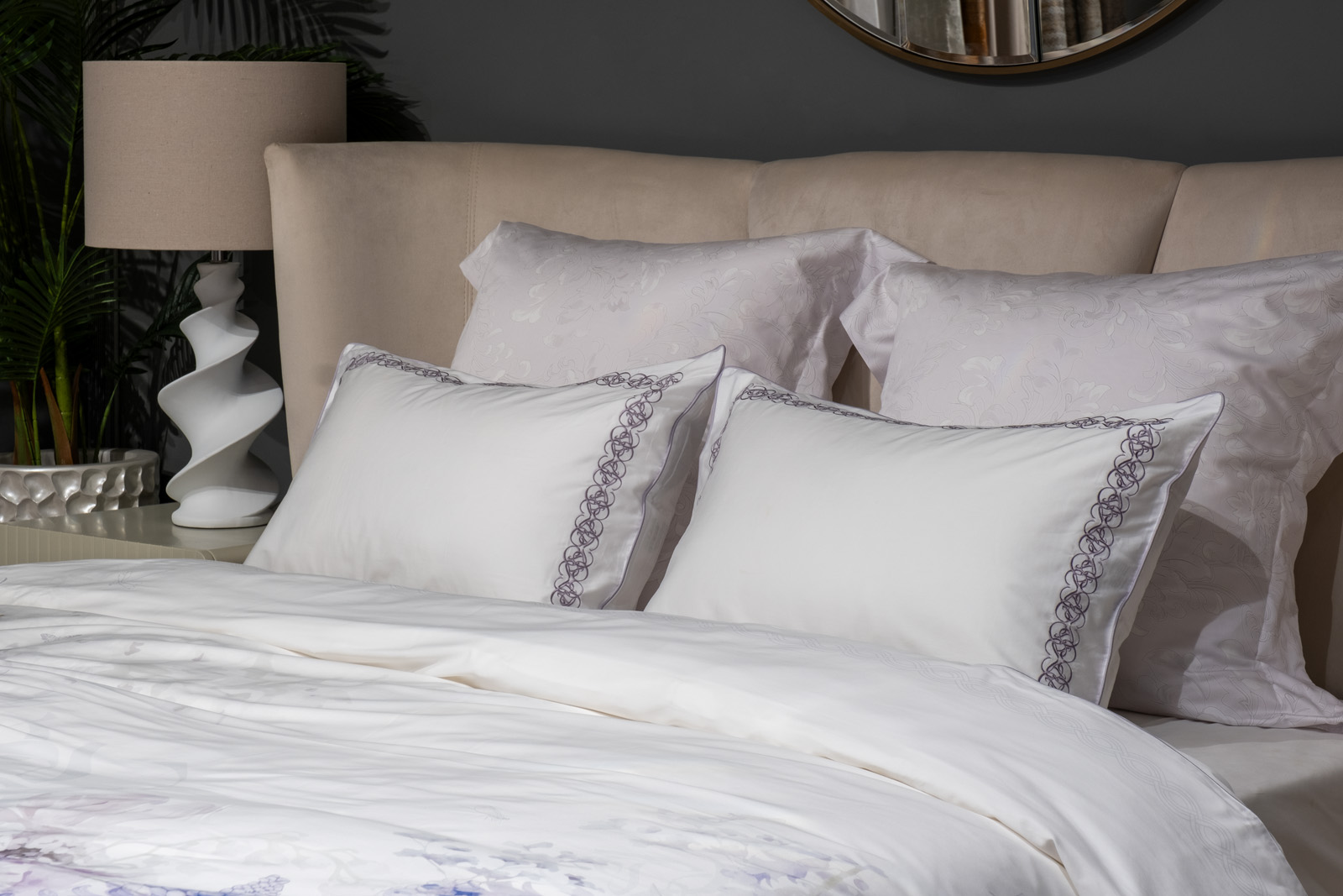 Комплект из 2х наволочек «Фиори» 50х70см сиренево-белый 3