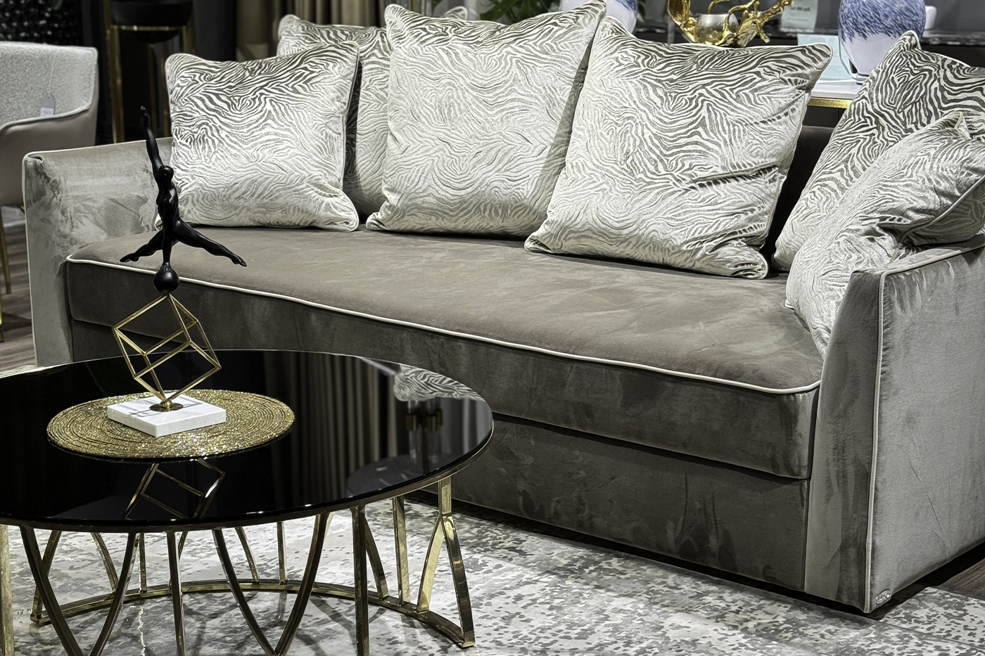 Диван Морес(Mores) трехместный раскладной вельвет бежевый 8