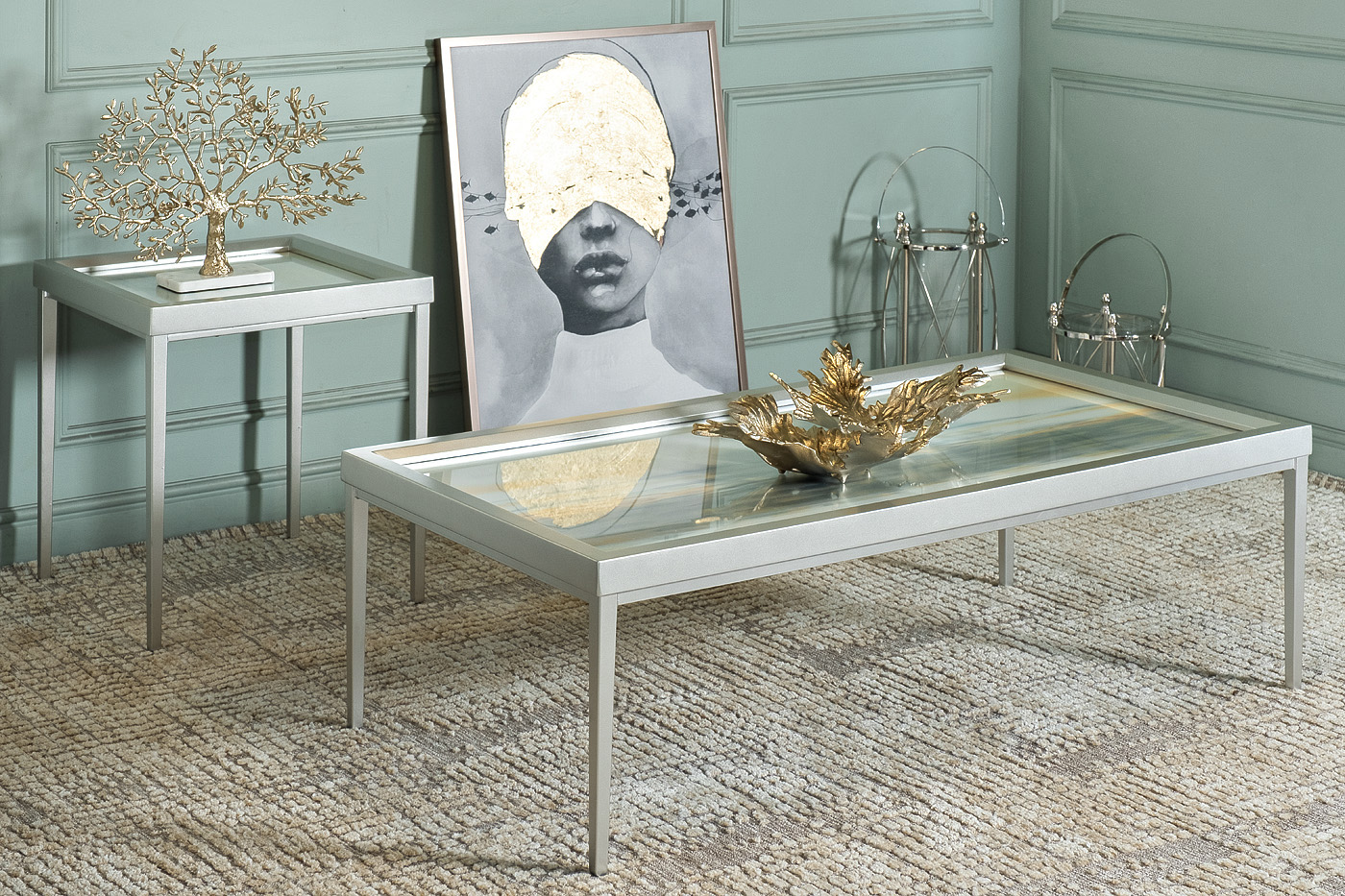 Блюдо декоративное «Лист» цвет шампань/хром 2