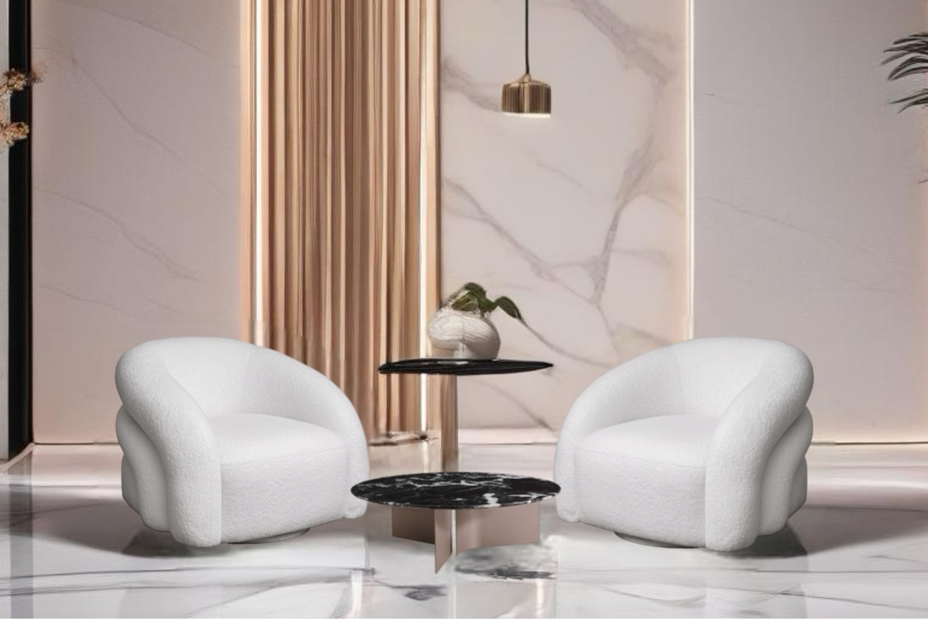 Кресло вращающееся Монблан(Monblan) букле белое 11