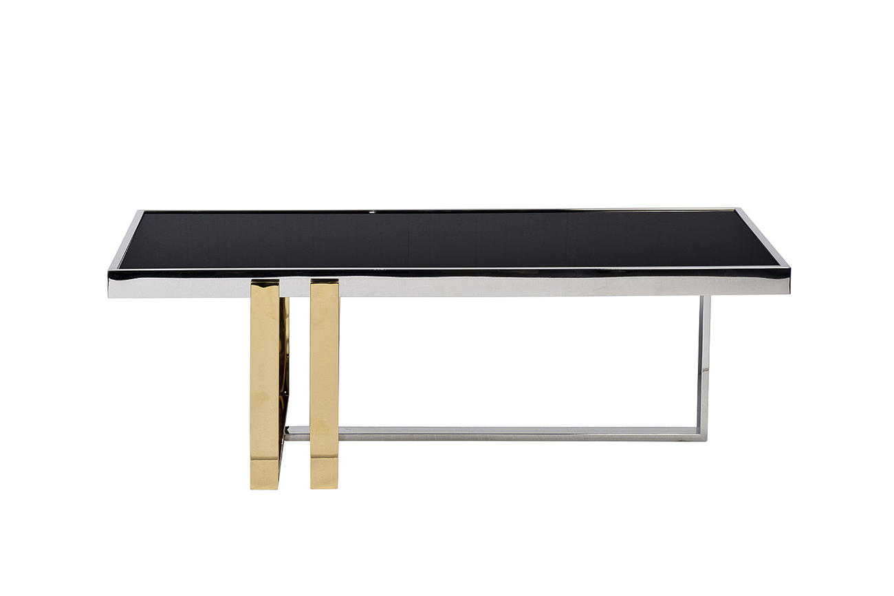 Стол журнальный черное стекло/хром/золото 1