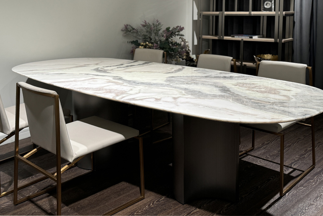 Стол обеденный мраморный с колоннами 5
