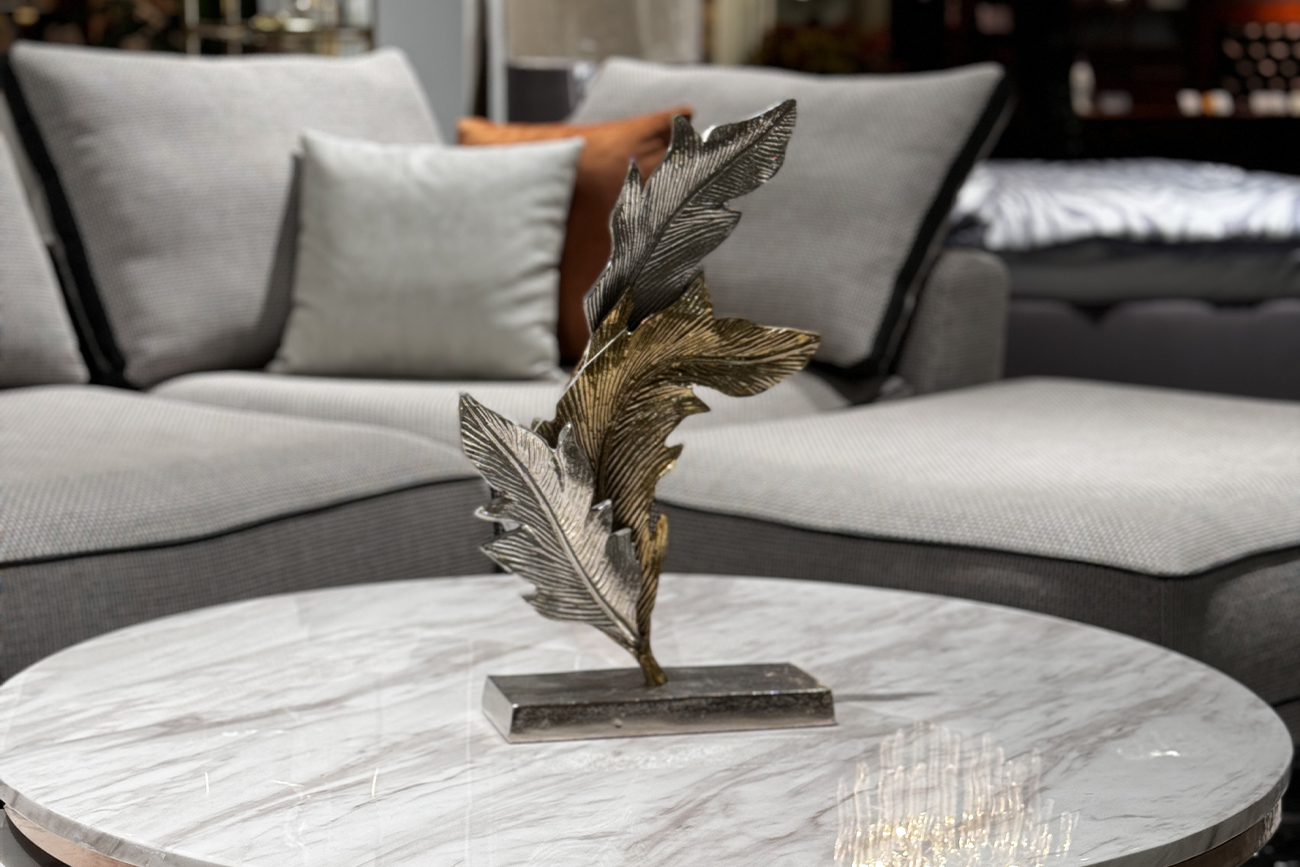 Статуэтка «Листья» металлическая золото/хром 2